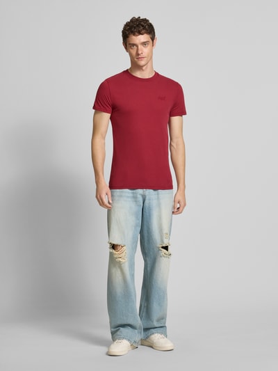 Superdry T-shirt met labelstitching Bordeaux - 1