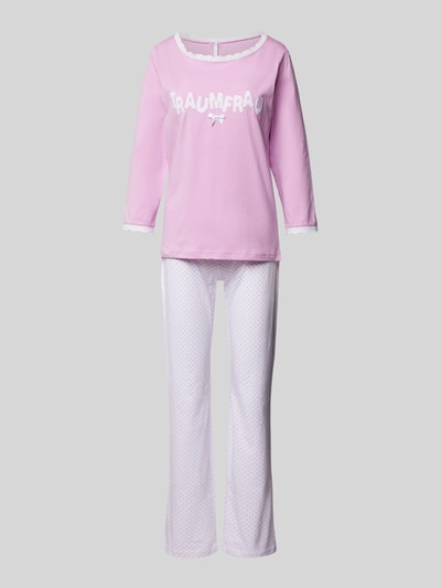 LOUIS & LOUISA Pyjama met statementstitching, model 'Traumfrau' Roze - 1