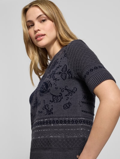 Marc Cain Gebreid shirt van scheerwolmix met kasjmier Taupe - 3