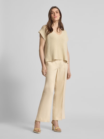 Weekend Max Mara Wide leg linnen broek met persplooien, model 'MALIZIA' Zand - 1
