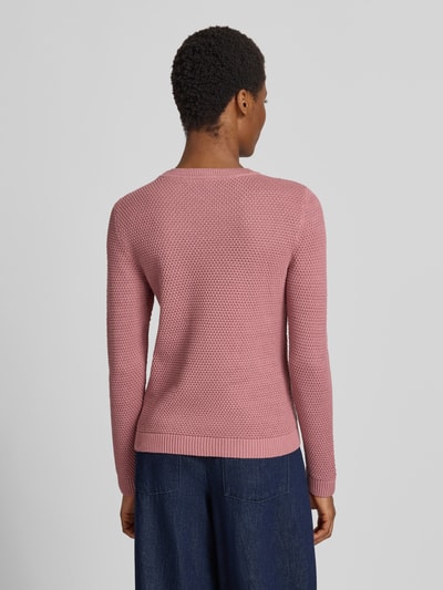 VILA Strickpullover mit Strukturmuster und Rundhalsausschnitt Rose 5