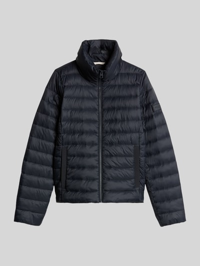 Productfoto, donkerblauw gewatteerd jack met opstaande kraag, licht glanzende textuur, Regular Fit Steppjacke mit Stehkragen van Marc O'Polo, Dames
