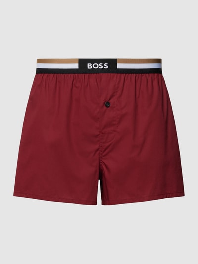 BOSS Boxershort met logo in band in een set van 2 stuks, model 'Boxer' Donkerrood - 1