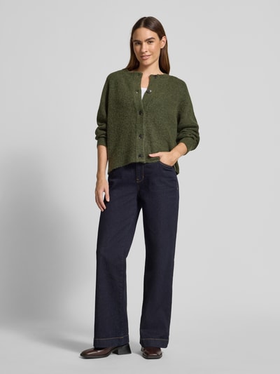 Selected Femme Kurtka o kroju regular fit z dzianiny z mieszanki wełny z dodatkiem wełny z alpaki model ‘LULU’ Oliwkowy melanż 1