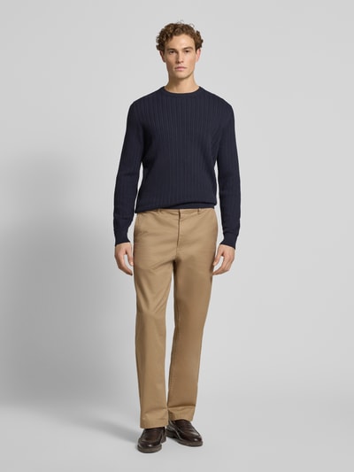 Christian Berg Men Strickpullover mit gerippten Abschlüssen Marine 1