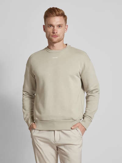 CK Calvin Klein Sweatshirt met labelprint, model 'NANO' Steengrijs - 4