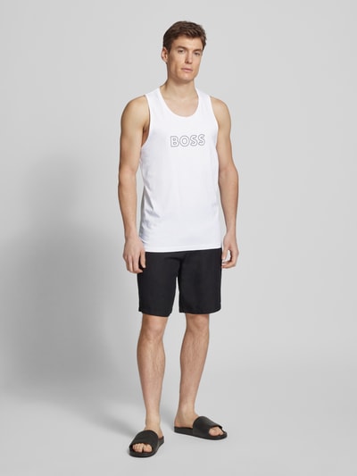 BOSS Tanktop mit Label-Print Modell 'Beach' Weiss 1