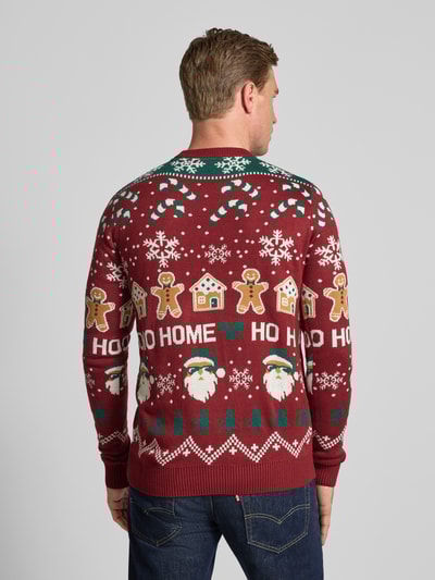 Lindbergh Strickpullover im Allover-Look Modell 'Santa' Bordeaux 5