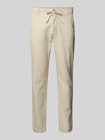 Lindbergh Tapered Fit Leinenhose mit elastischem Bund Sand 2