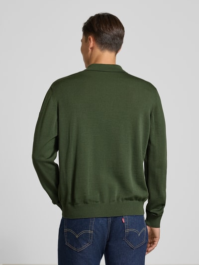 MAERZ Muenchen Regular fit pullover van merinowol in gebreide look Olijfgroen - 5