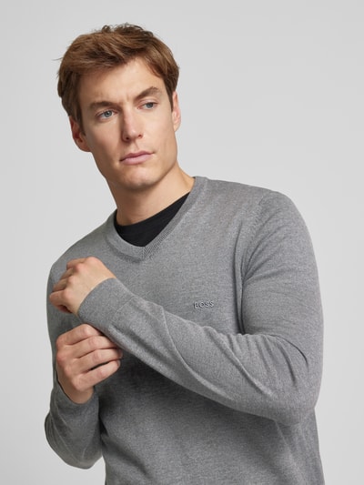 BOSS Gebreide pullover van scheerwol, model 'Baram' Antraciet - 3