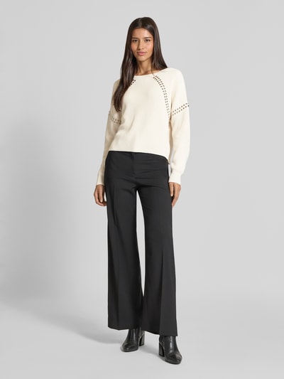 Oui Strickpullover mit Nieten Offwhite 1
