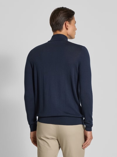 Profuomo Pullover aus Merinowolle mit Troyer-Kragen Marine 5