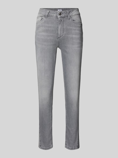 Produktfoto, Skinny Fit Jeans im Used-Look mit Eingrifftaschen Modell 'IDEAL' von Liu Jo White, grauer Baumwoll-Mix mit Stretch-Anteil, Damen Jeans