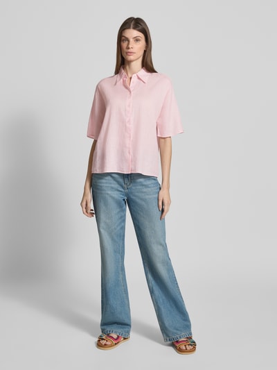 Mango Boxy Fit Bluse aus Leinen-Baumwoll-Mix mit 1/2-Arm Modell 'PAI' Hellrosa 1