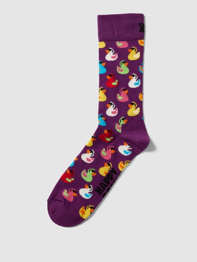 Happy Socks Socken mit Allover-Motiv-Print Modell 'Rubber Duck' Lila 1
