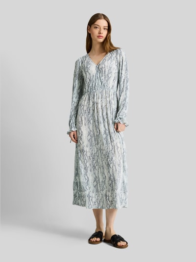 Tom Tailor Denim Freizeitkleid mit V-Ausschnitt Hellgrau 4