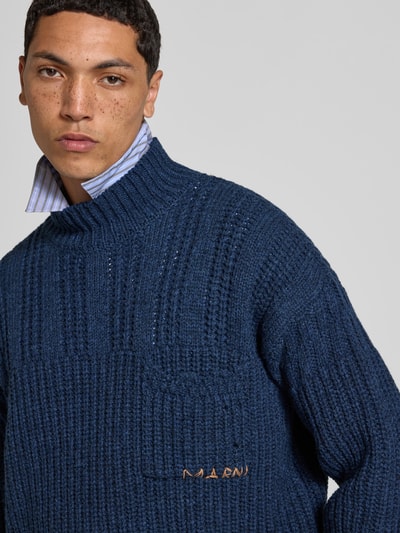 Marni Pullover mit Label-Stitching Dunkelblau 3
