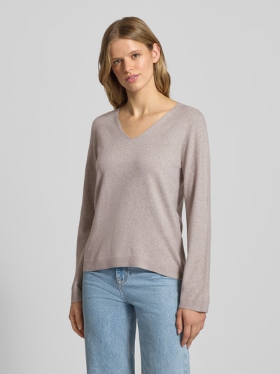 PIECES Regular fit pullover met V-hals, model 'BREE' Zand gemêleerd - 4