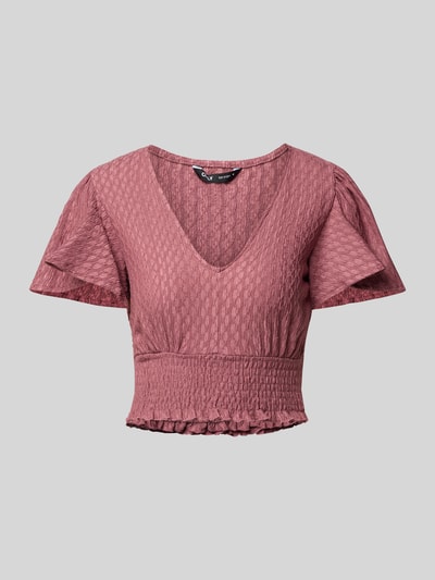 Only Top krótki o kroju regular fit z marszczonymi detalami model ‘HANNAH’ Fiołkoworóżowy 2