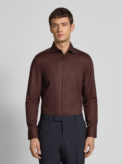 SEIDENSTICKER Slim fit zakelijk overhemd met knoopsluiting Donkerbruin - 4