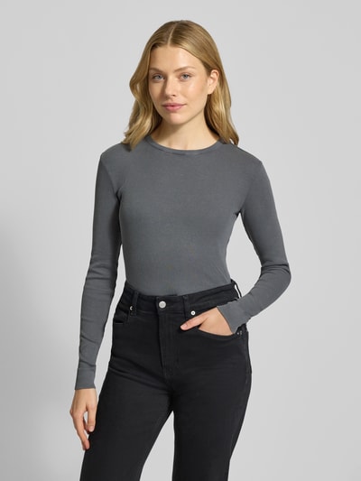 Jake*s Casual Slim fit shirt met lange mouwen en structuurmotief Donkergrijs - 4