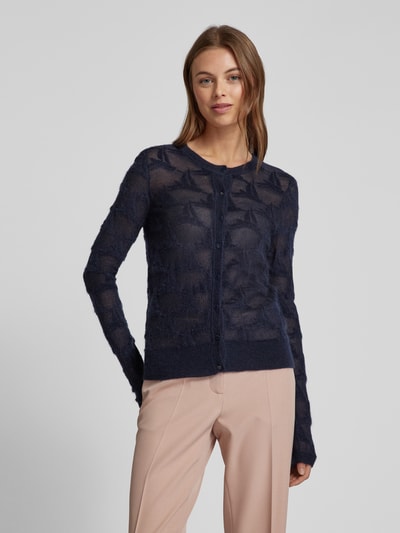 Max Mara Studio Strickjacke mit floralem Muster Modell 'CURZIO' Marine 4