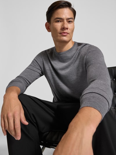 Profuomo Pullover aus Merinowolle mit Rundhalsausschnitt Hellgrau 3