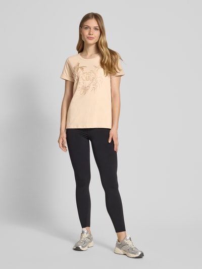 LIU JO SPORT T-Shirt mit geripptem Rundhalsausschnitt Sand 1
