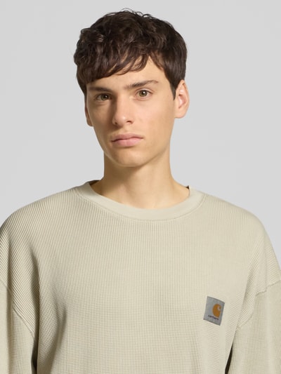 Carhartt Work In Progress Longsleeve mit Strukturmuster und Rundhalsausschnitt Offwhite 3