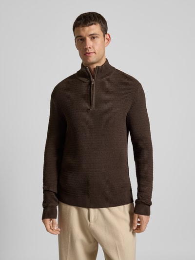 SELECTED HOMME Gebreide pullover met opstaande kraag, model 'THEO' Middenbruin - 4