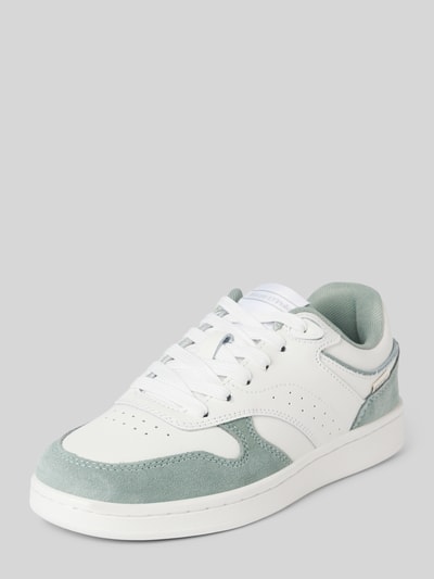 Marc O'Polo Lage sneakers met details van wildleer Lindegroen - 1