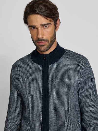 BOSS Regular Fit Strickjacke aus Woll-Mix Modell 'H-HETERNO' Marine 3
