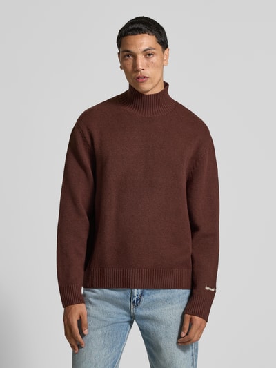 Jack & Jones Gebreide pullover met ribboorden, model 'NORREBRO'' Middenbruin - 4