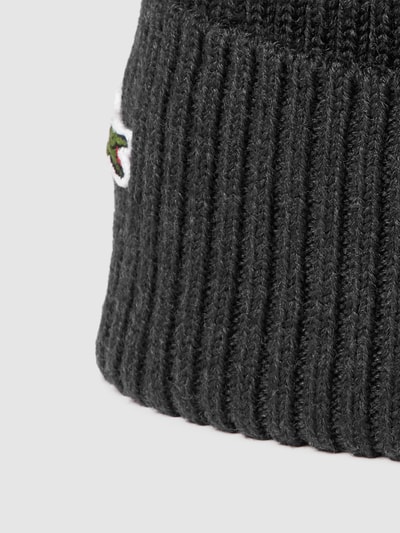 Lacoste Czapka beanie z detalem z logo Antracytowy 2