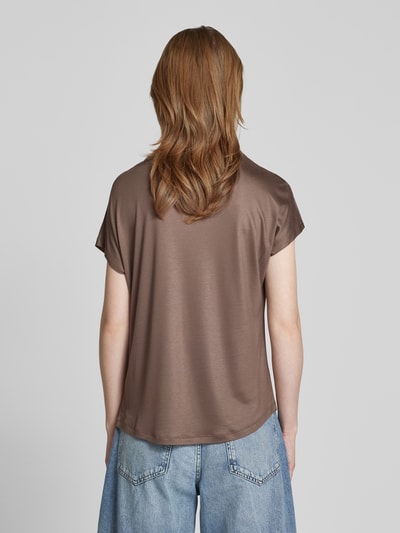 Someday T-shirt z wiskozy z okrągłym dekoltem model ‘Kisanie’ Szarobrązowy 5