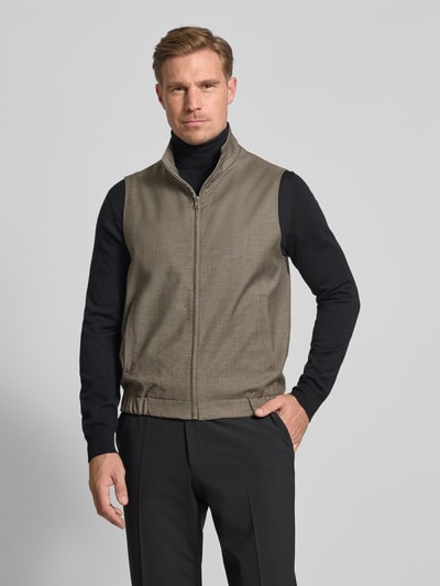 Roy Robson Kamizelka z mieszanki żywej wełny i wiskozy ze stójką Szarobrązowy 4