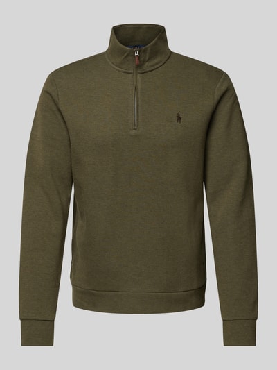 Polo Ralph Lauren Sweatshirt mit Troyer-Kragen Oliv Melange 2