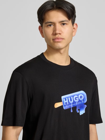 HUGO Blue Regular Fit T-Shirt aus reiner Baumwolle Modell 'NOGLASY' Black 3