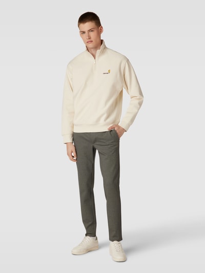 ONLY & SONS Tapered Fit  Stoffhose mit feinem Allover-Muster Modell 'Mark' Hellbraun 1
