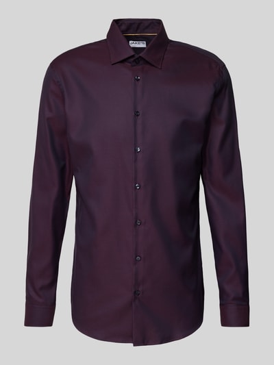 Jake*s Slim fit zakelijk overhemd met kentkraag Aubergine - 2