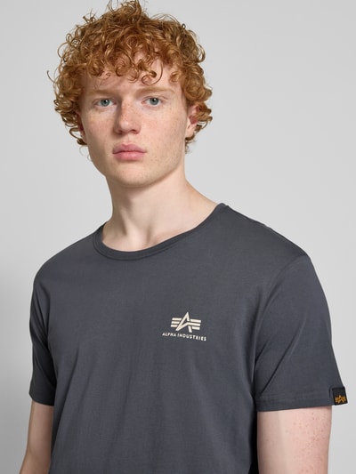Alpha Industries T-shirt met labelprint en ronde hals Donkergrijs - 3