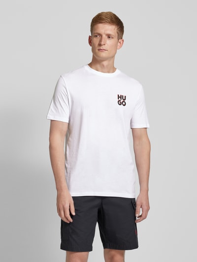 HUGO T-shirt z nadrukiem z logo model ‘Dimento’ Biały 4