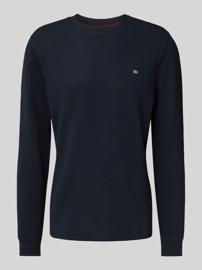 Christian Berg Men Shirt met lange mouwen, structuurmotief en ronde hals Marineblauw - 2