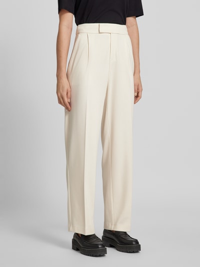 ROSNER Wide leg stoffen broek met band en persplooien, model 'Mara' Offwhite - 4