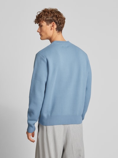 Jack & Jones Gebreide pullover met labelprint, model 'VESTERBRO' Rookblauw - 5