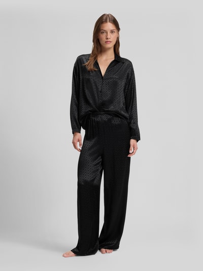 BOSS Regular Fit Pyjamahose aus reiner Viskose mit Allover-Logo-Print Black 1