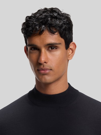BOSS Regular fit pullover van zuivere scheerwol model 'Bjarno' Marineblauw - 3