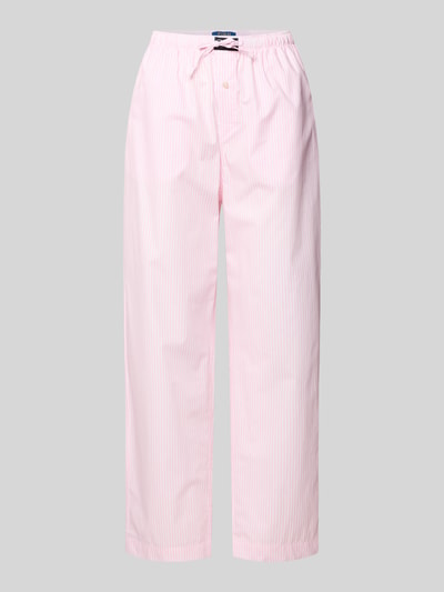 Produktfoto, Comfort Fit Pyjama-Hose mit Polo-Bear-Muster Modell 'PJ PANT-SLEEP-BOTTOM' von Polo Ralph Lauren Underwear in Baumwolle, rosa mit feinen Streifen, elastischer Bund mit Tunnelzug und seitlichen Eingrifftaschen.