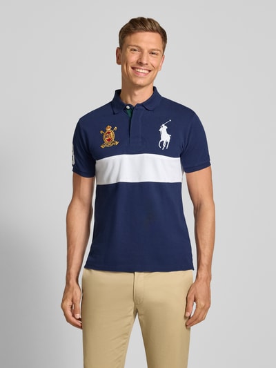 Polo Ralph Lauren Custom Slim Fit Poloshirt mit verdeckter Knopfleiste Marine 4